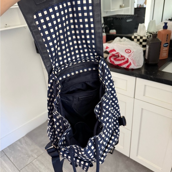 Tory Burch Navy and White Checkered Backpack Purse - Picture 6 of 6